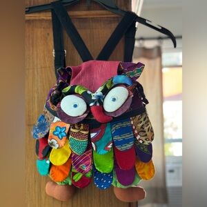 Small owl fabric backpack for a little kids.